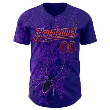 Custom Dark Purple Orange 3D Halloween Spider Net Party Costume Ideas Authentic Baseball Jersey