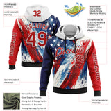 Custom Red Blue Black-White 3D American Flag Sports Pullover Sweatshirt Hoodie