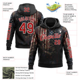 Custom Black Red-White 3D American Flag Sports Pullover Sweatshirt Hoodie