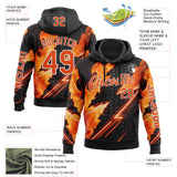 Custom Black Orange-White 3D Abstract Flame Sports Pullover Sweatshirt Hoodie