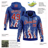 Custom Royal Red-White 3D Abstract Flame Sports Pullover Sweatshirt Hoodie