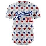 Custom White Red-Royal 3D Pattern Design Star Authentic Baseball Jersey