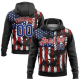 Custom Stitched Black Royal Red-White 3D American Flag Retro Distressed Eagle Grunge Sports Pullover Sweatshirt Hoodie