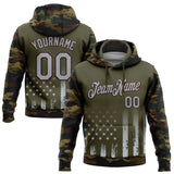 Custom Stitched Olive Gray Camo-Brown 3D American Flag Retro Distressed Grunge Salute To Service Sports Pullover Sweatshirt Hoodie