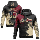Custom Stitched Black Vintage USA Flag Crimson-Cream 3D Pattern Design Abstract Brush Stroke Sports Pullover Sweatshirt Hoodie
