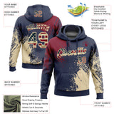 Custom Stitched Navy Vintage USA Flag Crimson-Cream 3D Pattern Design Abstract Brush Stroke Sports Pullover Sweatshirt Hoodie