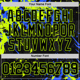 Custom Black Neon Green-Royal Splash Round Neck Sublimation Basketball Suit Jersey