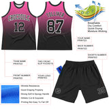 Custom Pink Black-White Fade Fashion Round Neck Sublimation Basketball Suit Jersey