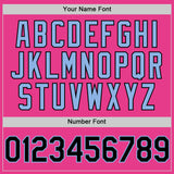 Custom Pink Black-Light Blue Bomber Full-Snap Varsity Letterman Two Tone Hoodie Jacket