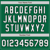 Custom Kelly Green White Gray-Black Bomber Full-Snap Varsity Letterman Two Tone Jacket