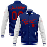 Custom Royal Red-White Bomber Full-Snap Varsity Letterman Two Tone Jacket