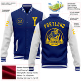Custom Royal Yellow-White Bomber Full-Snap Varsity Letterman Two Tone Jacket