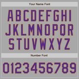 Custom Gray Purple-Old Gold Bomber Full-Snap Varsity Letterman Two Tone Jacket