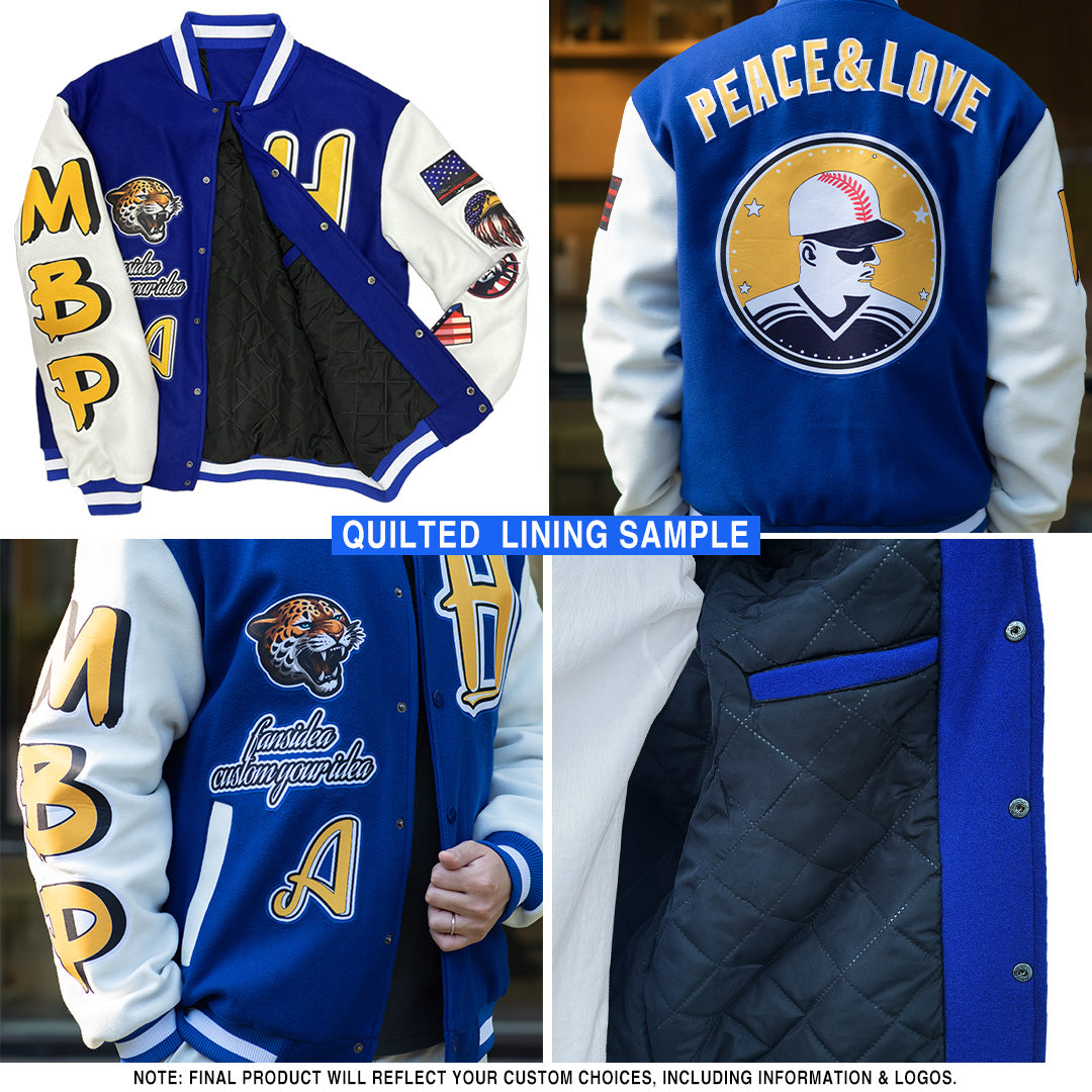 Custom Cream Green-Old Gold Bomber Varsity Letterman Two Tone Zipper Jacket