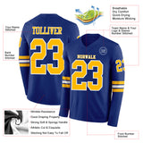 Custom Royal Gold-White Long Sleeve Authentic Football Jersey