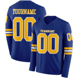 Custom Royal Gold-White Long Sleeve Authentic Football Jersey