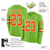 Custom Neon Green Orange-White Long Sleeve Authentic Football Jersey
