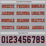 Custom Gray Navy-Orange Long Sleeve Authentic Football Jersey