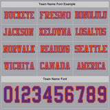 Custom Gray Purple-Orange Long Sleeve Authentic Football Jersey