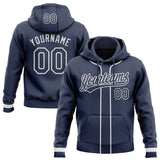 Custom Stitched Navy White Baseball Pullover Sweatshirt Hoodie