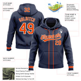 Custom Stitched Navy Orange-White Baseball Pullover Sweatshirt Hoodie