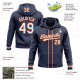 Custom Stitched Navy White-Orange Baseball Pullover Sweatshirt Hoodie