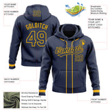 Custom Stitched Navy Gold Baseball Pullover Sweatshirt Hoodie