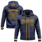 Custom Stitched Navy Gold Baseball Pullover Sweatshirt Hoodie