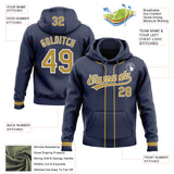 Custom Stitched Navy Old Gold-White Baseball Pullover Sweatshirt Hoodie