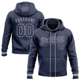 Custom Stitched Navy Gray Baseball Pullover Sweatshirt Hoodie