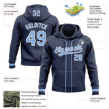 Custom Stitched Navy Light Blue-White Baseball Pullover Sweatshirt Hoodie