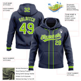 Custom Stitched Navy Neon Green-White Baseball Pullover Sweatshirt Hoodie
