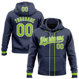 Custom Stitched Navy Neon Green-White Baseball Pullover Sweatshirt Hoodie