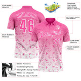 Custom Pink White 3D Gradient Pink Ribbon Breast Cancer Awareness Month Women Health Care Support Performance Polo Shirt
