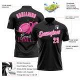 Custom Black Pink-White 3D Pink Ribbon Breast Cancer Awareness Month Women Health Care Support Footballl Performance Polo Shirt
