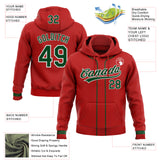 Custom Stitched Red Green-White Baseball Pullover Sweatshirt Hoodie