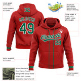 Custom Stitched Red Kelly Green-White Baseball Pullover Sweatshirt Hoodie