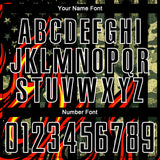 Custom Camo Black Red-Gold Flame Sublimation Salute To Service Soccer Uniform Jersey