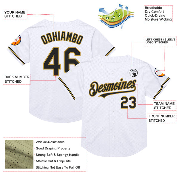 Custom White Classic Style Authentic Stand Collar Baseball Jersey