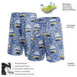 Custom Light Blue White-Royal 3D Pattern Hawaii Palm Trees And Bears Surfing Authentic Basketball Shorts