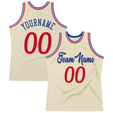 Custom Cream Red-Royal Authentic Throwback Basketball Jersey