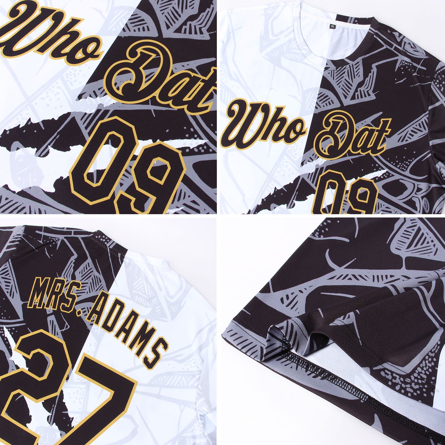 Custom Graffiti Pattern Black-Old Gold Scratch 3D Performance T-Shirt