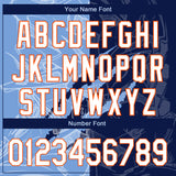 Custom Graffiti Pattern White Navy Light Blue-Orange 3D Scratch Authentic Baseball Jersey