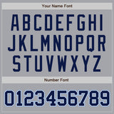 Custom Gray Navy White-Light Blue Authentic Baseball Jersey