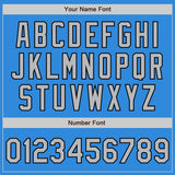 Custom Powder Blue Gray-Black Bomber Full-Snap Varsity Letterman Two Tone Jacket