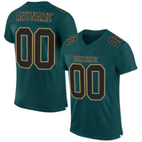 Custom Midnight Green Black-Old Gold Mesh Authentic Football Jersey