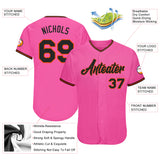 Custom Pink Black-Orange Authentic Baseball Jersey