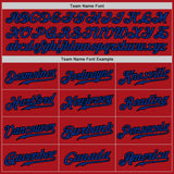 Custom Red Black Pinstripe Royal-Black Authentic Baseball Jersey