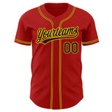 Custom Red Black-Gold Authentic Baseball Jersey