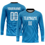 Custom Light Blue White-Black Sublimation Soccer Uniform Jersey